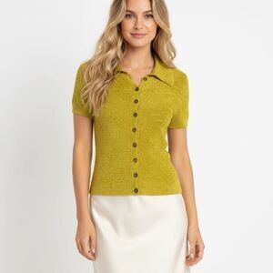 Urban Outfitters Adeline V Neck Cardigan Short Sleeve Button Down Sweater Small